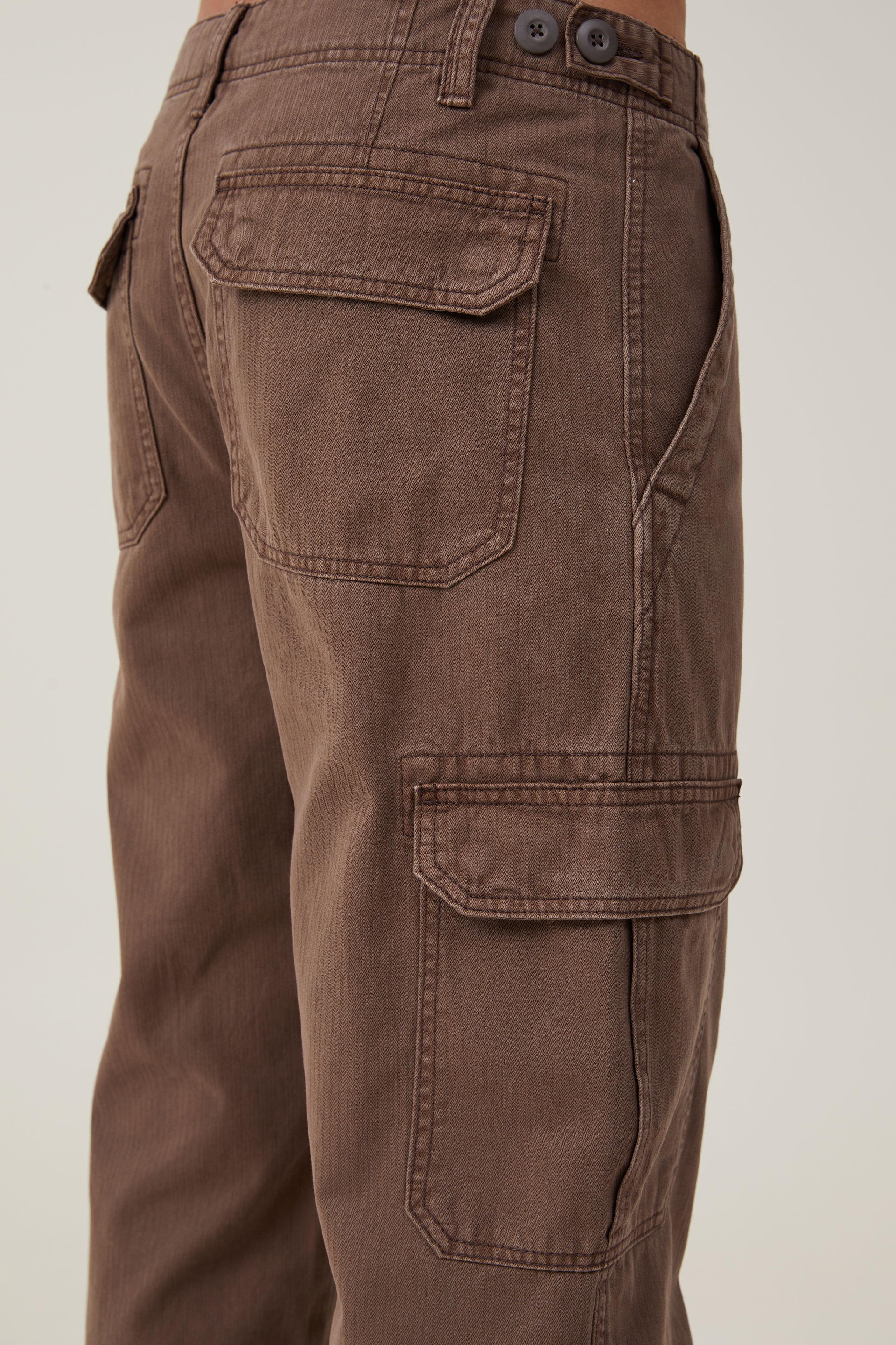Brown Cotton Cargo Pants